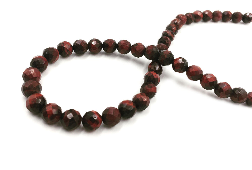 GS1581.08   Faceted Red Tiger Eye Gemstone 8mm