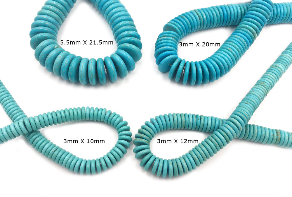 GS1590.277 Rounded  Flat Disc Howlite Turquoise Gemstone 10mm - 12mm - 20mm - 21.5mm