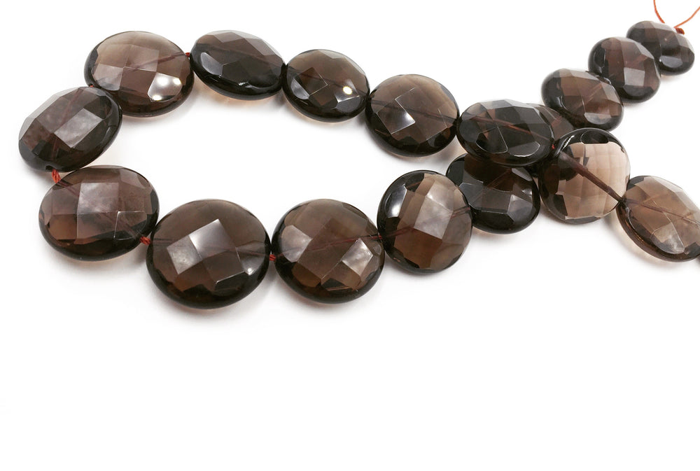 GS1610-23 Round Faceted 22mm Smokey Quartz Gemstone