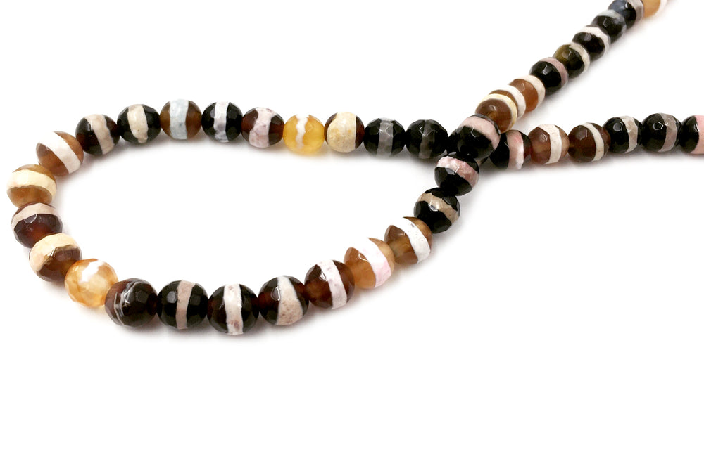 GS2391-02 Faceted Striped Agate Gemstone 6mm