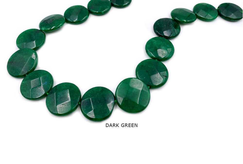 GSA1017 Round Faceted 25mm Dyed Jade Gemstone