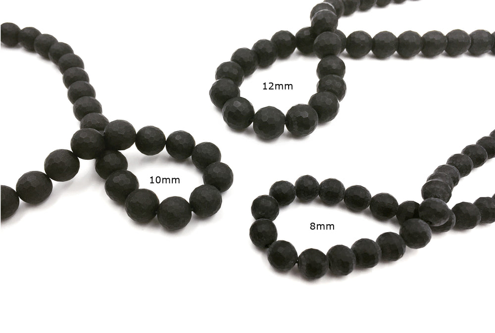 GSA1027.09 Faceted Matte Black Medicinal Gemstones 8mm, 10mm, 12mm CHOOSE SIZE BELOW