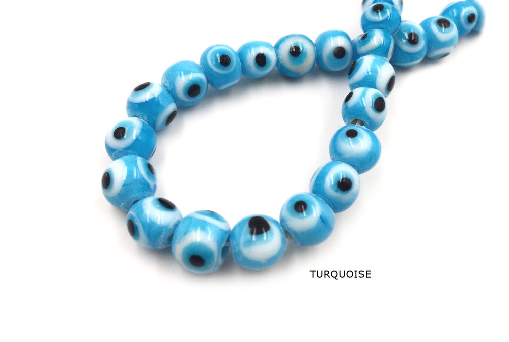 MB1178 8MM Evil Eye Glass Bead CHOOSE COLOR FROM DROP DOWN ARROW