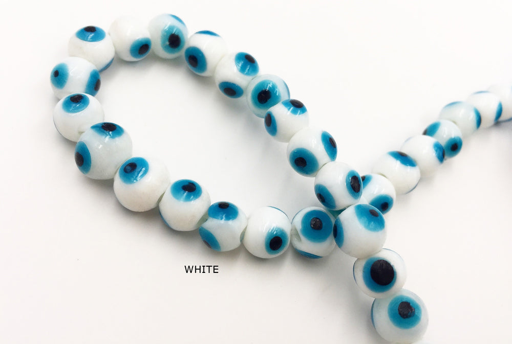 MB1179 10MM Evil Eye Glass Bead CHOOSE COLOR FROM DROP DOWN AROOW