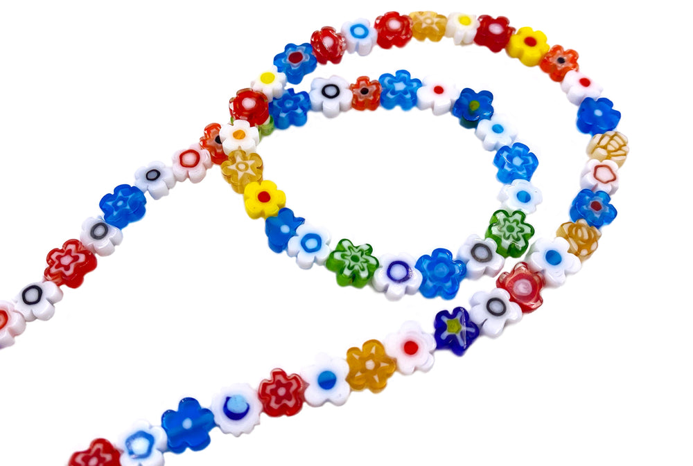 MB1245 6mm Millefiori Glass Colorful flower beads