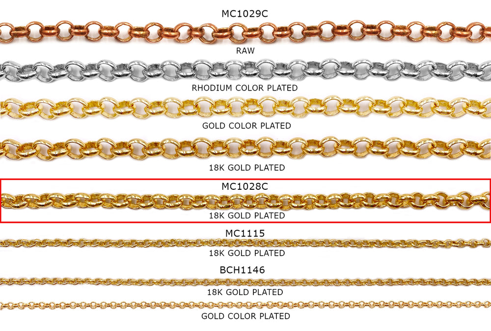 MC1028C 18 Karat Gold Plated Rolo Chain