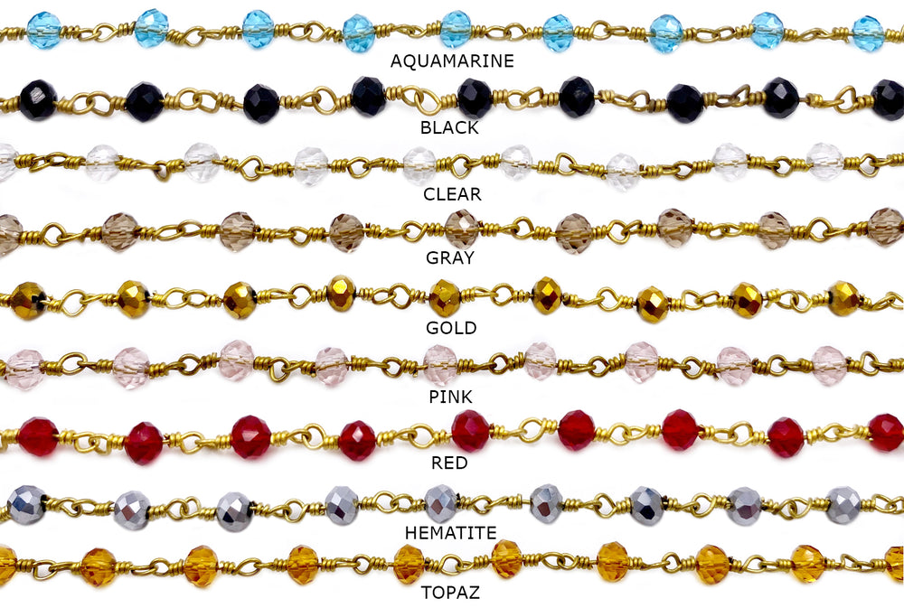 MC1176 Rosary Chain With Glass Beads - CHOOSE COLOR BELOW