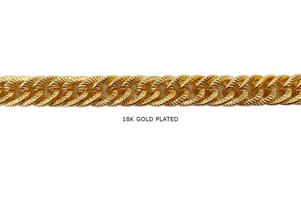 MCSX-SH587 18k Gold Plated Textured Curb Chain
