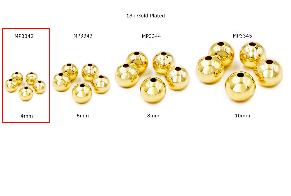 MP3342  18k Gold Plated 4mm Ball Spacer