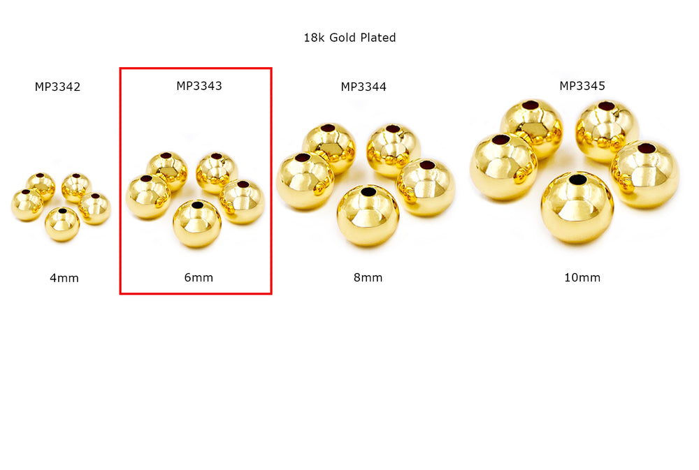 MP3343  18k Gold Plated 6mm Ball Spacer