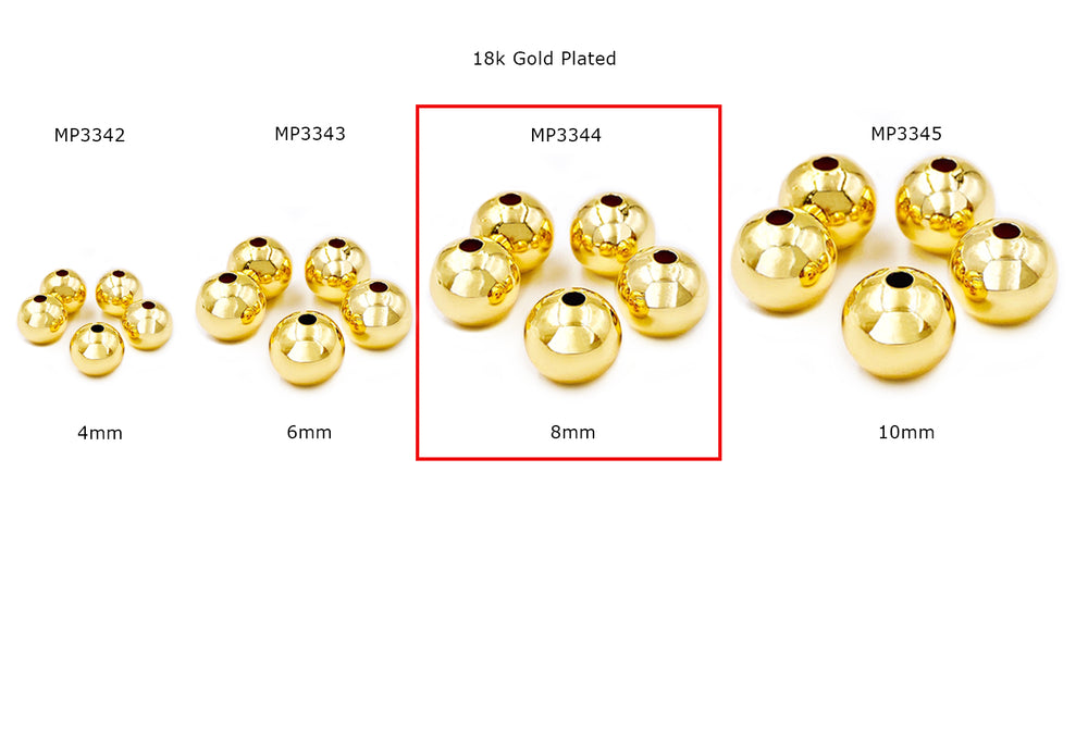 MP3344  18k Gold Plated 8mm Ball Spacer