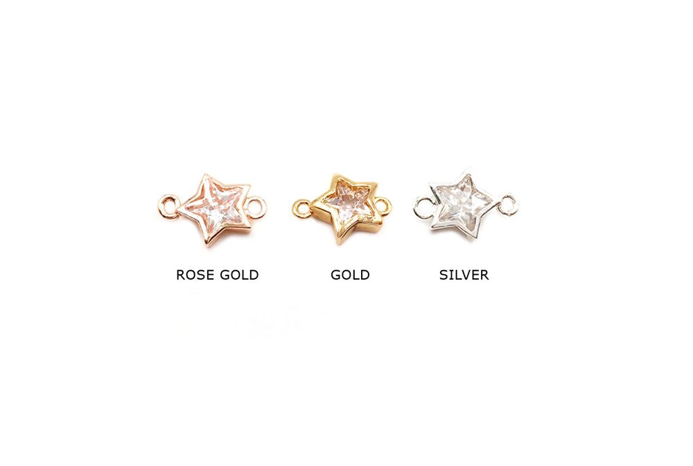 MP3605  Cubic Zircon Star Charm/Spacer CHOOSE COLOR & PACK BELOW