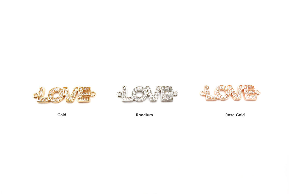 MP3642 Cubic Zirconia Love Charm - Connector