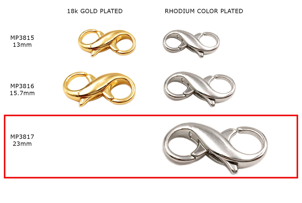 MP3817 Infinity Shape Lobster Clasp 23mm CHOOSE COLOR BELOW