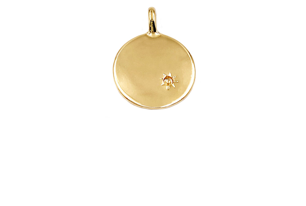 MP3904 Round 18k Gold Plated Solid Pendant/Charm