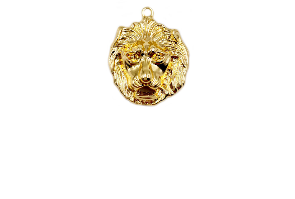 MP3909 18k Gold Plated Lion Head Pendant