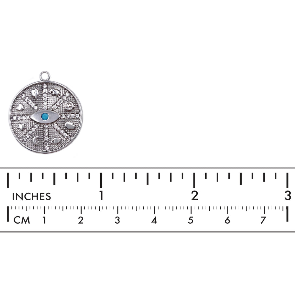 MP3929 Cubic Zirconia Evil Eye Coin Pendant/Charm CHOOSE COLOR BELOW