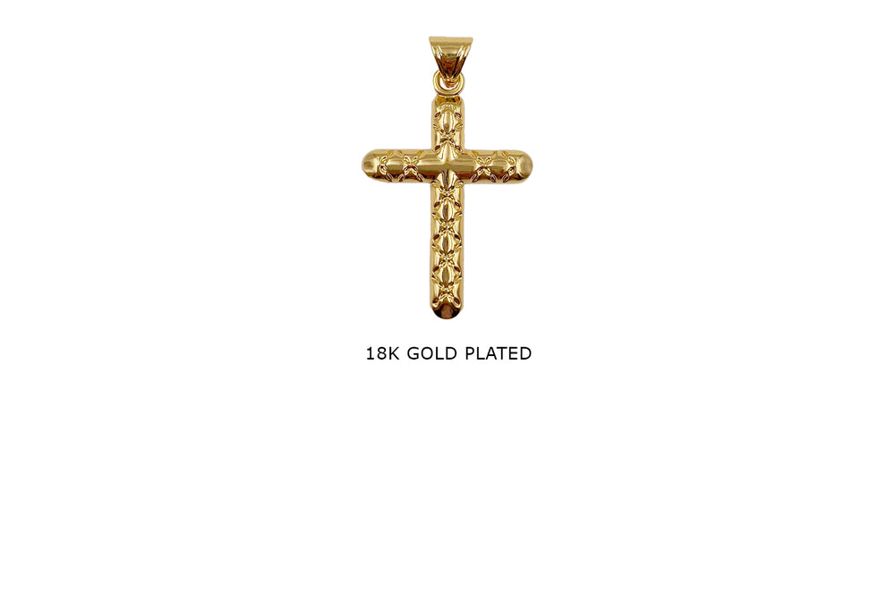 MP3943 18k Gold Plated Cross Pendant/Charm With Bail