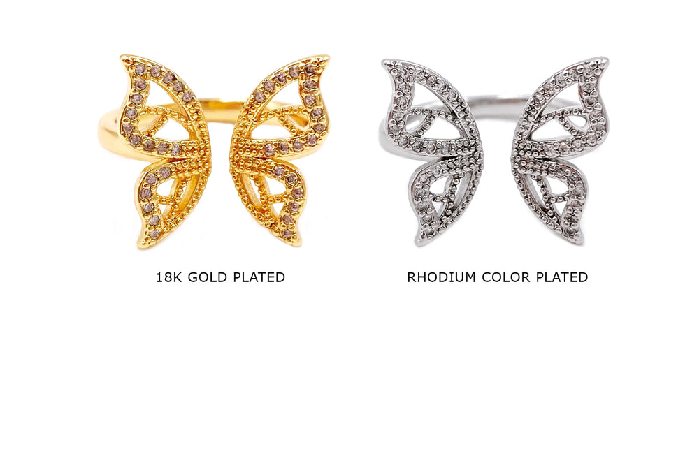 MP3989 Cubic Zirconia Butterfly Ring CHOOSE COLOR BELOW
