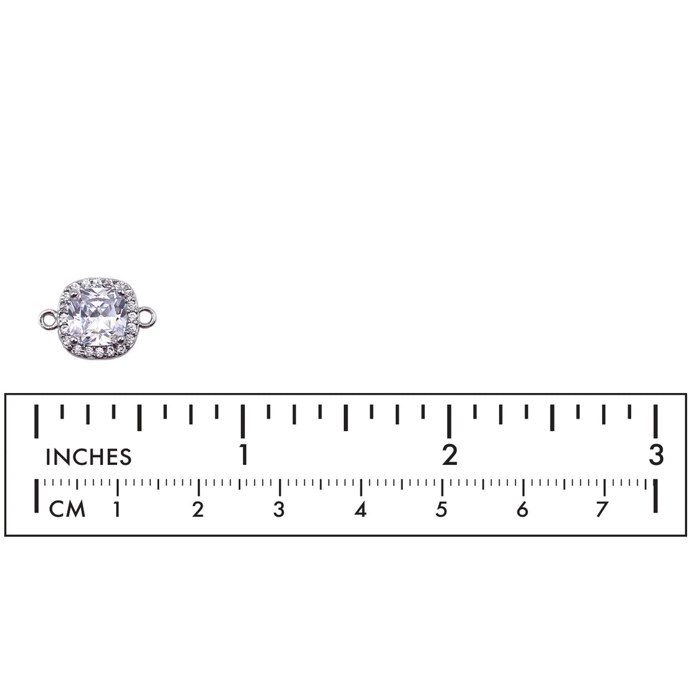 MP4019DR Rounded Square Cubic Zirconia Bead Connector - CHARM