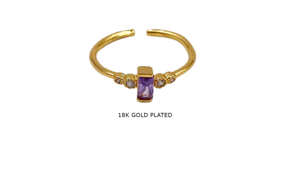 MP4028  Baguette Purple Ring 18k Gold Plated