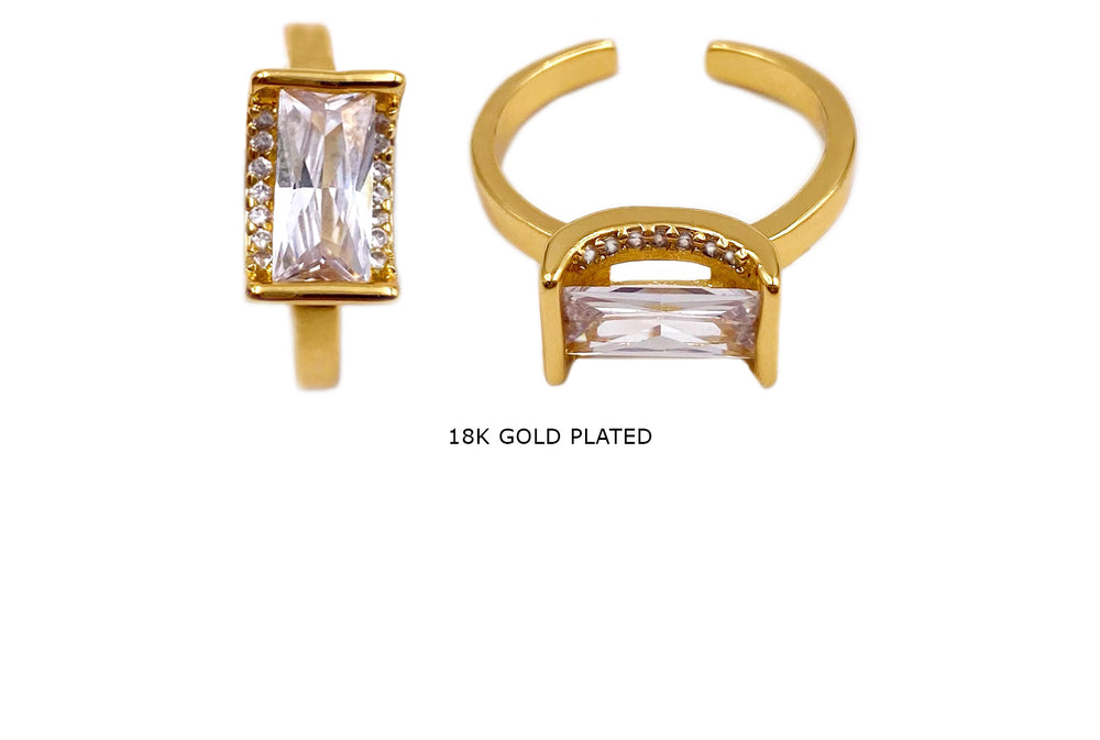 MP4030 18k Gold Plated Cubic Zirconia Criss Cut Ring