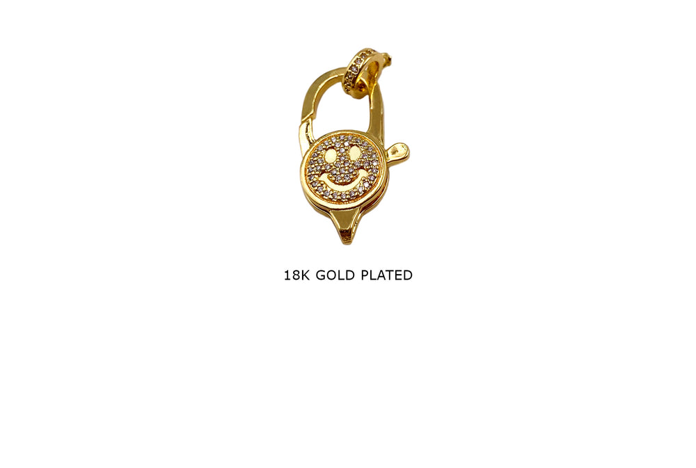 MP4040 18k Gold Plated Cubic Zirconia Smiley Clasp 15.4mmx28mm
