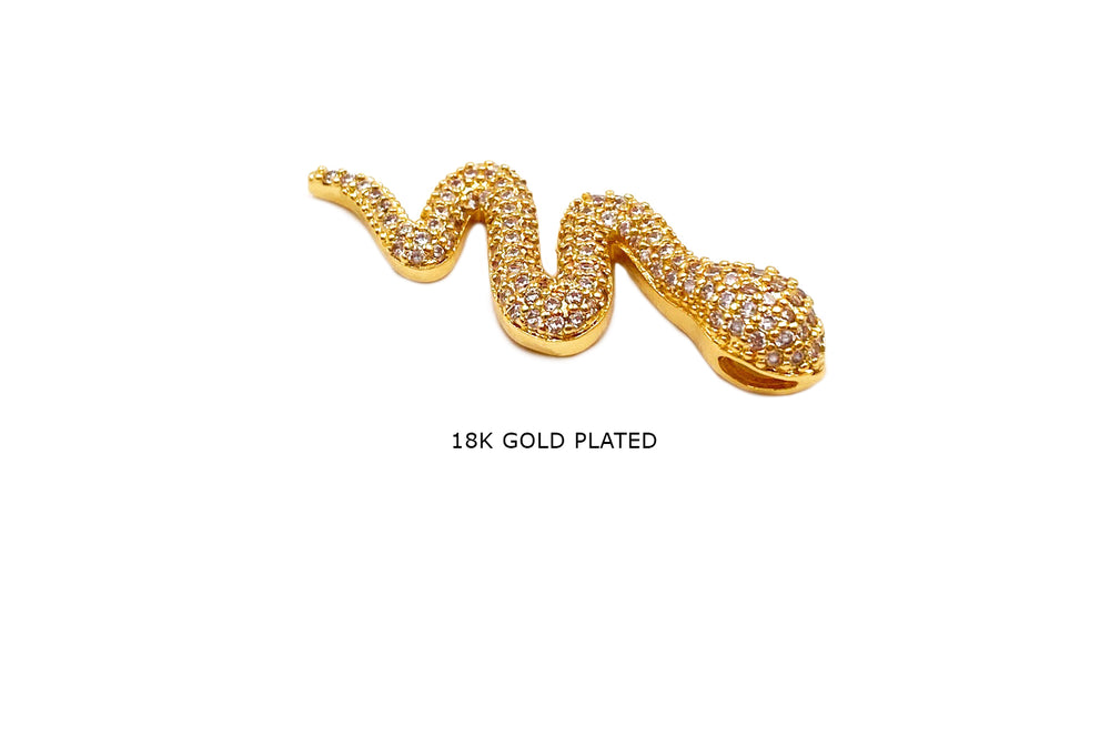 MP4052B 18k Gold Plated Cubic Zirconia Snake Pendant/Charm