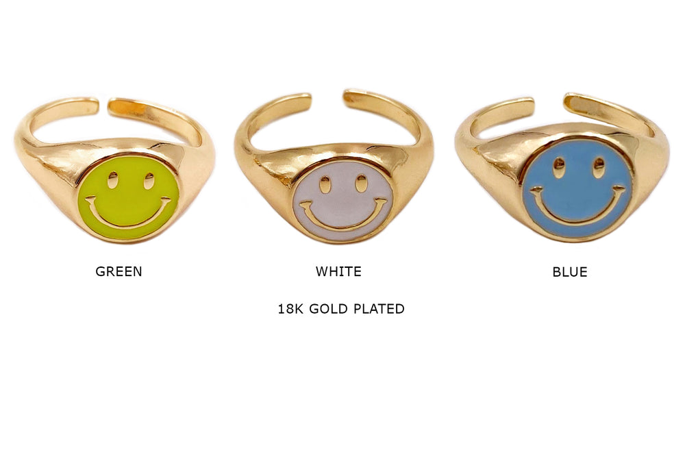 MP4058 18k Gold Plated Colorful Smiley Rings CHOOSE COLOR BELOW