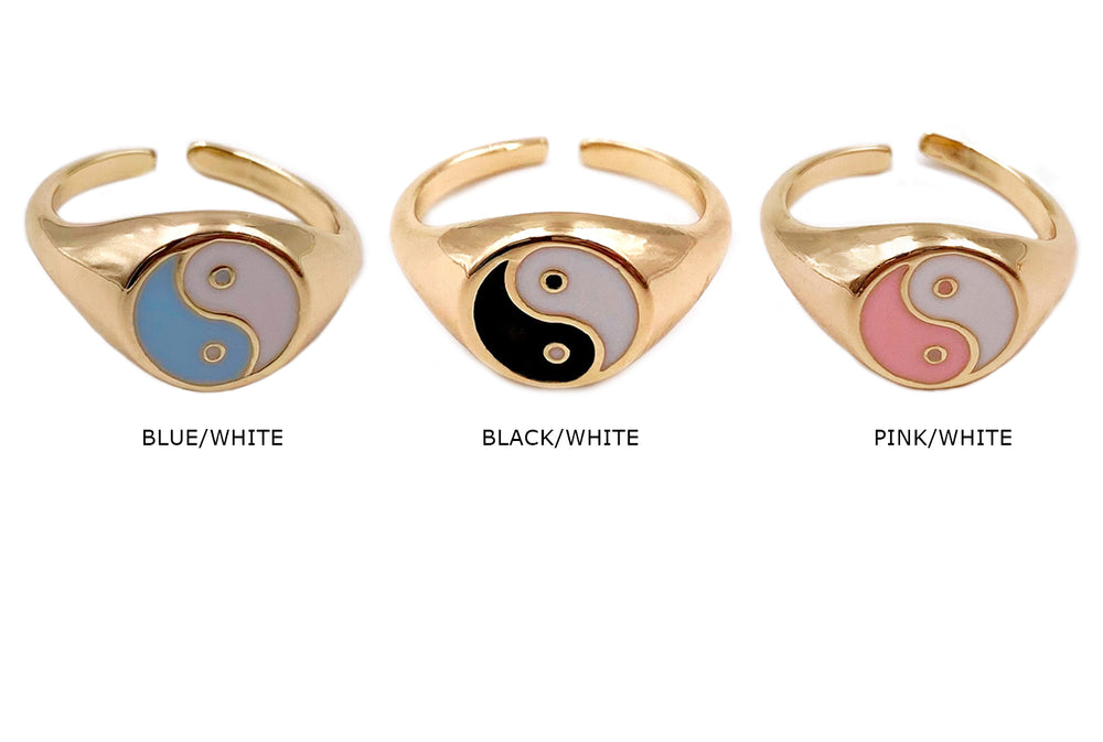 MP4069 18k Gold Plated Colorful Yin & Yang Rings CHOOSE COLOR BELOW