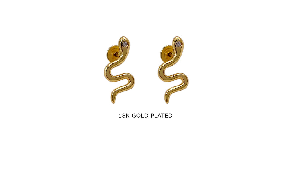 MP4078 18k Gold Plated Snake Earrings 15mm