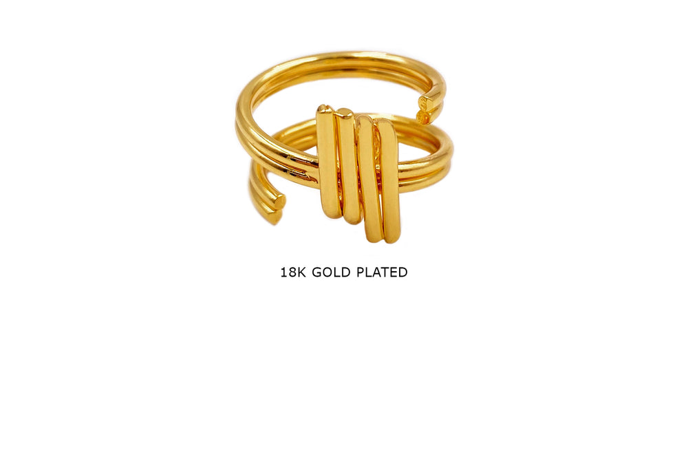 MP4092 18k Gold Plated Contemporary Statement Rings