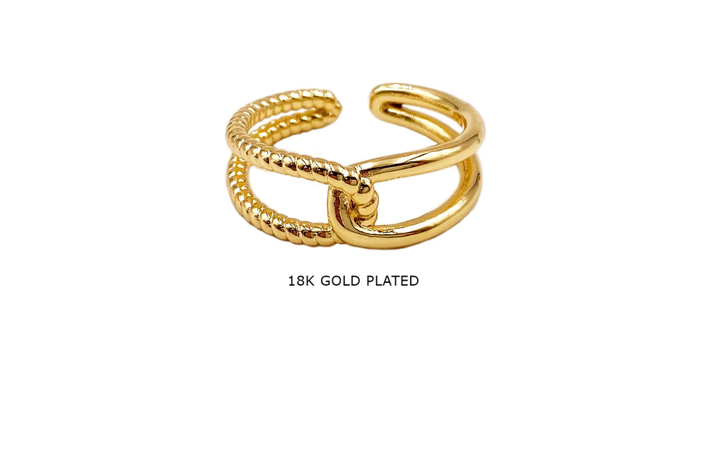 MP4093  18k Gold Plated Intertwined Ring