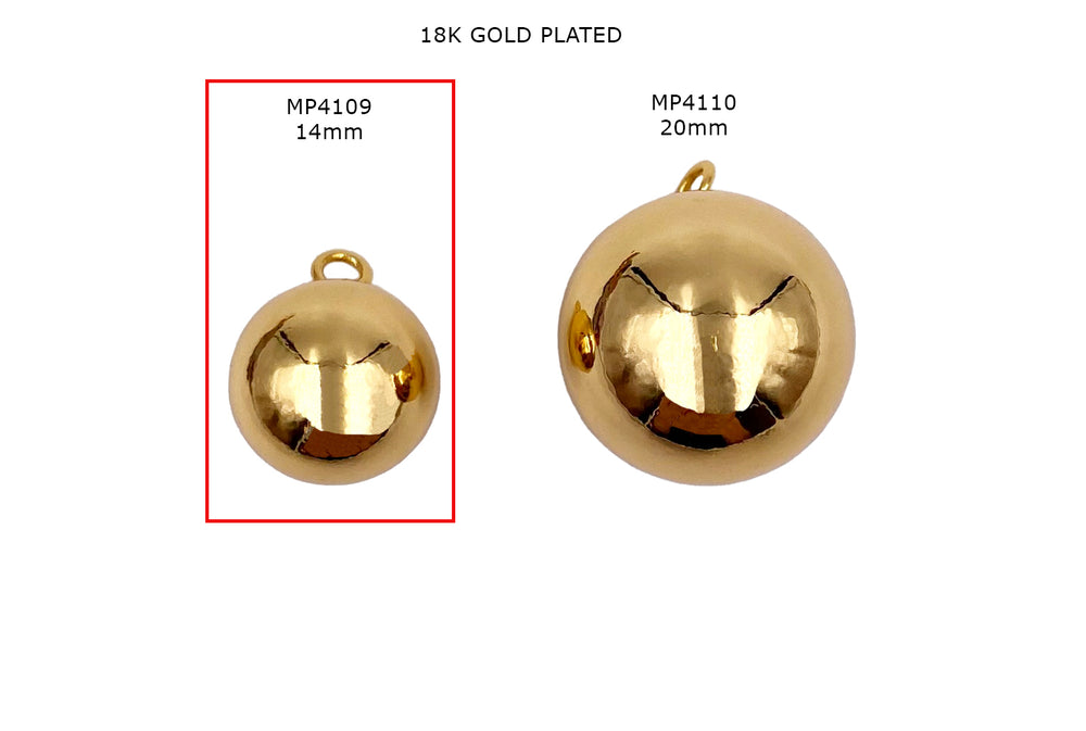 MP4109  18k Gold Plated Round Ball Pendant/Charm 14mm