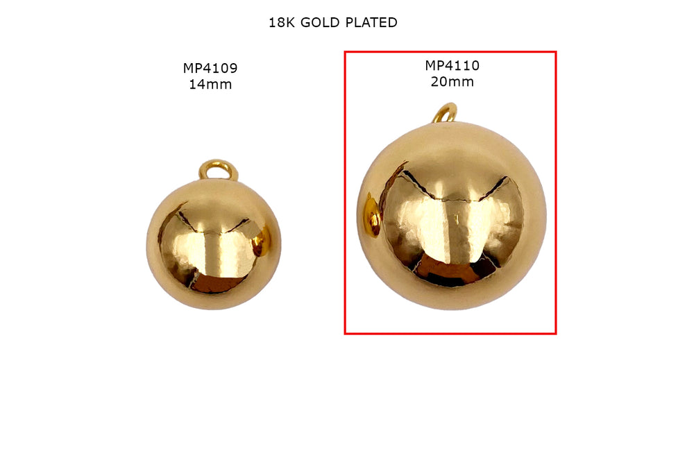 MP4110  18k Gold Plated Round Ball Pendant/Charm 20mm