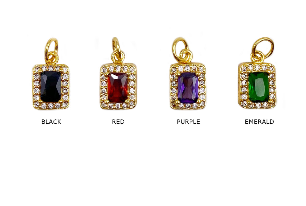 MP4116 Cubic  Zirconia Colorful Rectangle Charms/Pendants