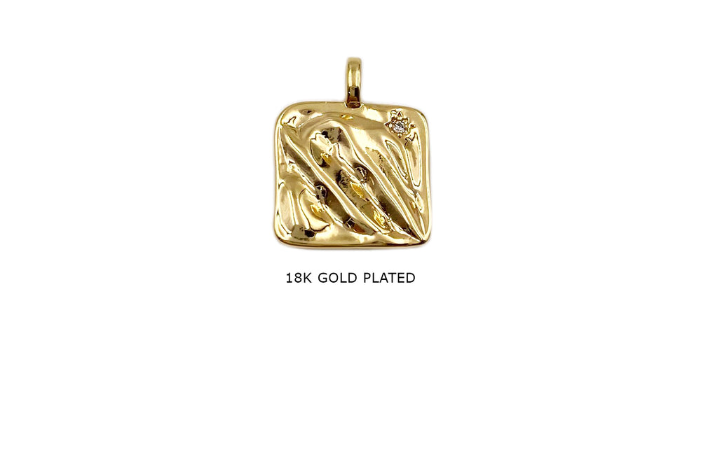MP4119 Square 18k Gold Plated Pendant/Charm