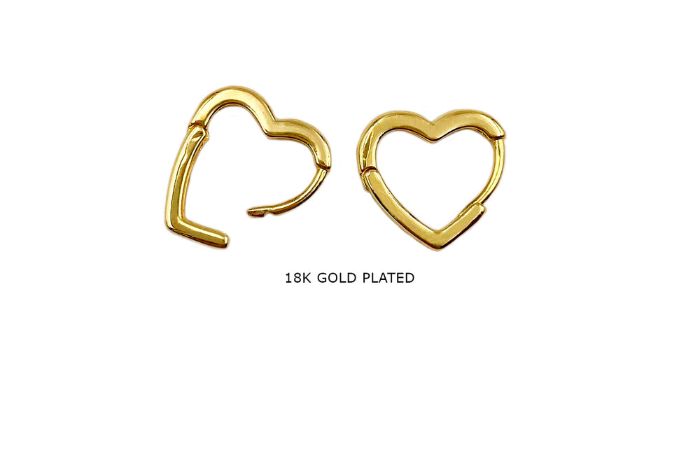 MP4127 18k Gold Plated Heart Earring Hoops