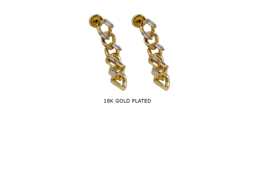 MP4148 Curb Link Earrings With Stone