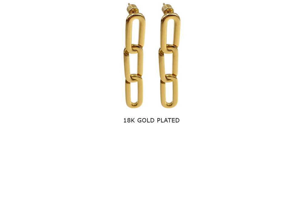 MP4171 18k Gold Plated Paperclip Earrings