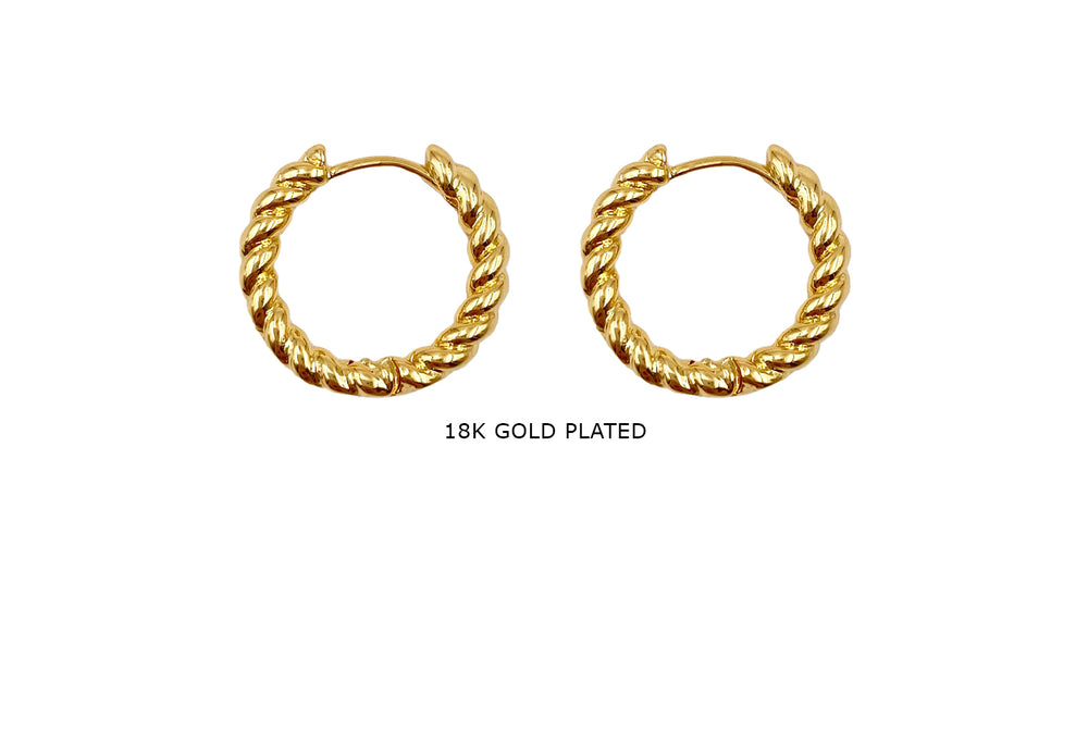 MP4174 18k Gold Plated Rope Earring Hoops
