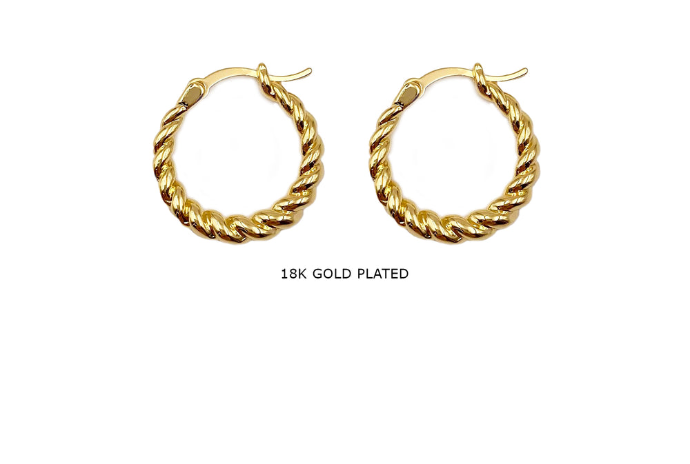 MP4193 18k Gold Plated Rope Earring Hoops 19.5mm