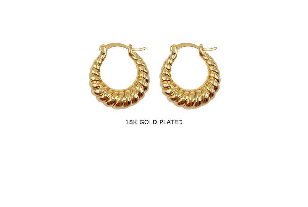 MP4194 18k Gold Plated Croissant Hoops
