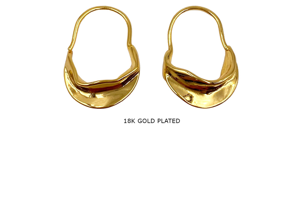 MP4216 18k Gold Plated Irregular U Shape Hoop Earrings