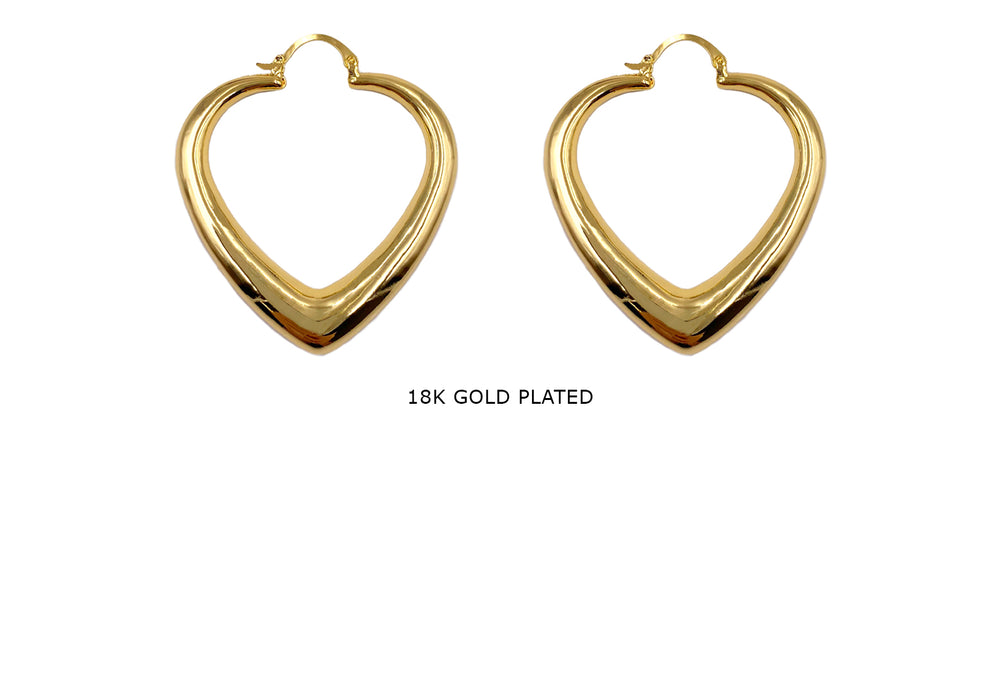 MP4232 18k Gold Plated Heart Earring Hoops
