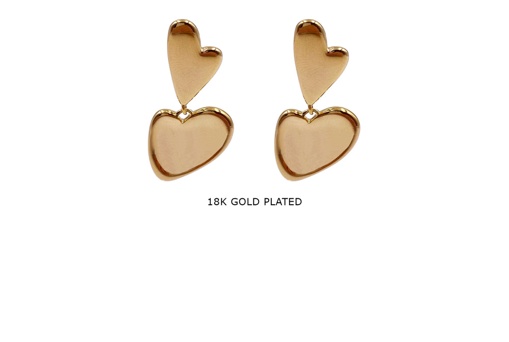 MP4238 18k Gold Plated Double Heart Earring