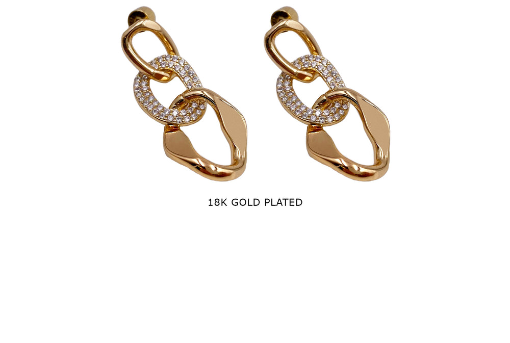 MP4241 Curb Link Earrings With Cubic Zirconia Stones