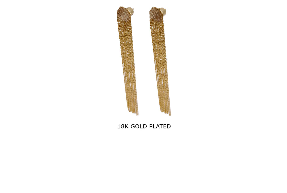 MP4243 18k Gold Plated Chain Tassel Earrings