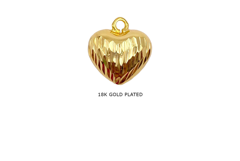 MP4250  18k Gold Plated Puffy Heart Charm With Design