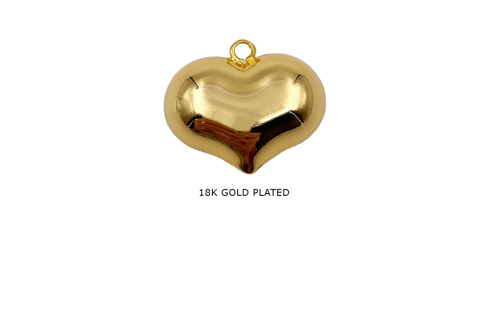 MP4251  18k Gold Plated Puffy Heart Pendant Charm 31mm
